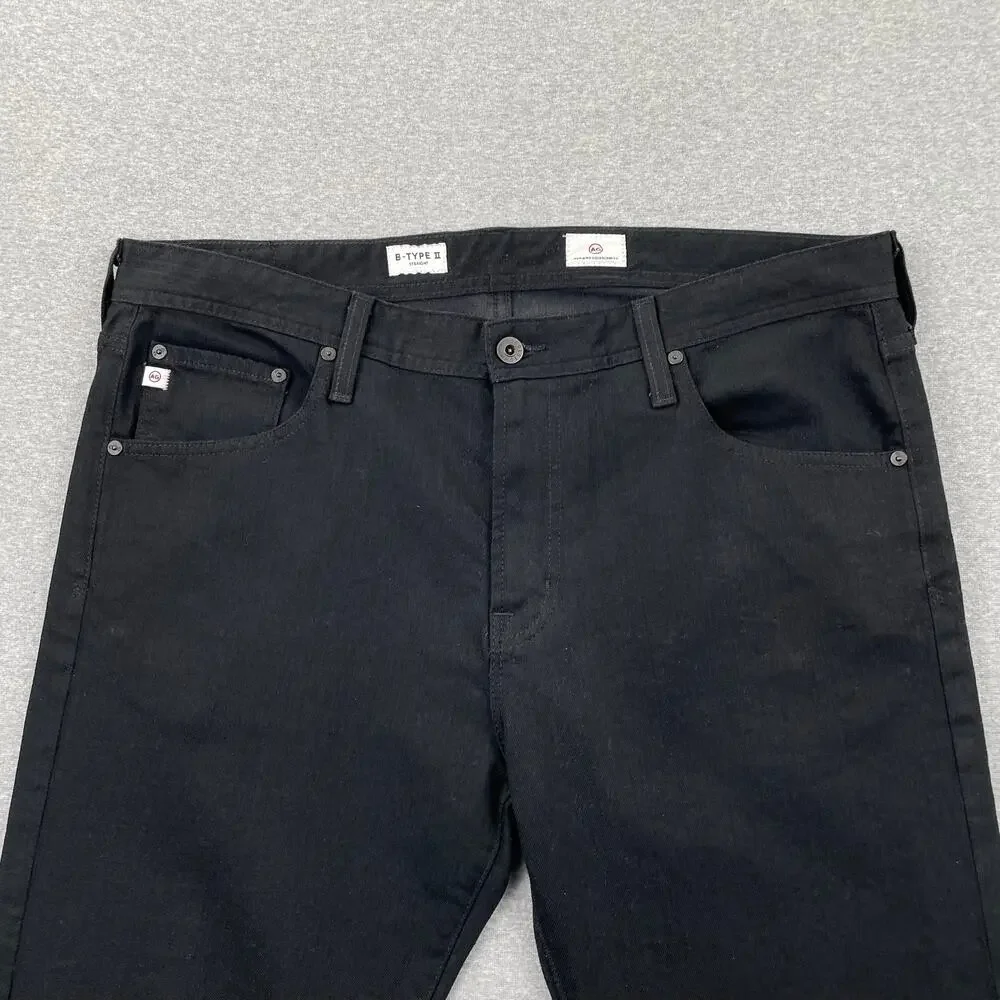 AG Adriano Goldschmied Jeans Mens 37x29 Deep Black Straight B-Type II Denim